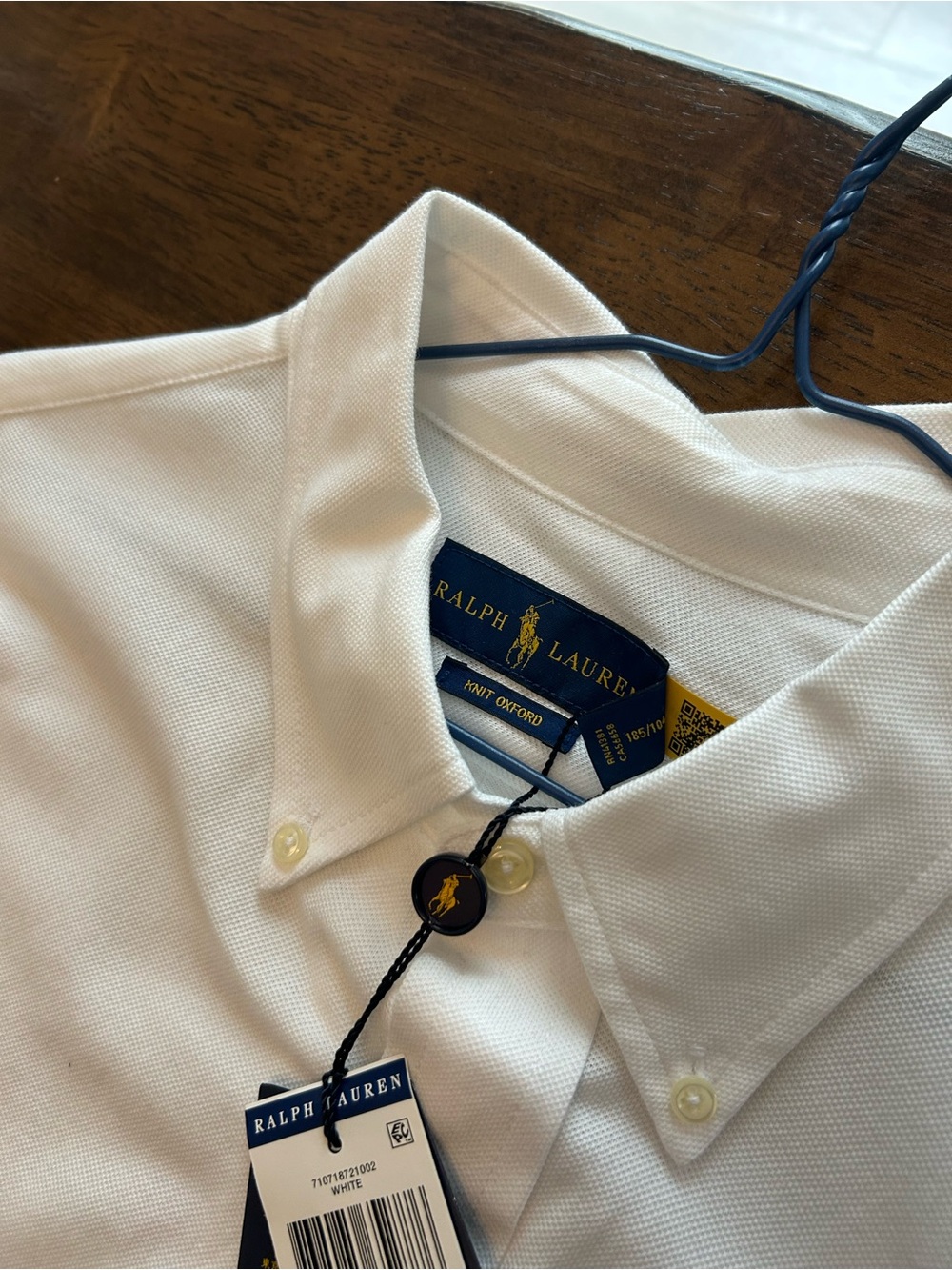 Ralph Lauren White Knit Oxford Button-Down Polo
